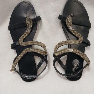 Madeline Stuart Snake Rhinestone Embellished Sandals Sz 10 Bling Crafts DIY